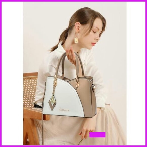 Synthetic Leather Tote Satchel Shoulder Bag Elegant Minimal Chic Versatile - Picture 3 of 6